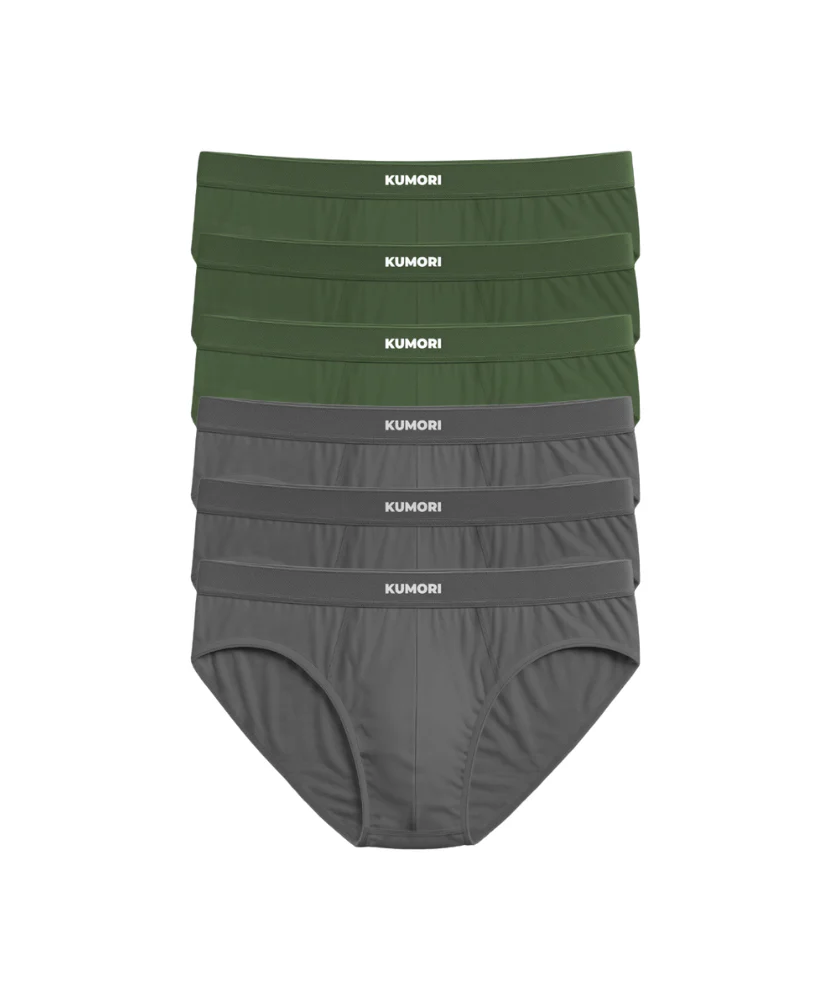 Bamboo Briefs 6-Pack Olive & Grey